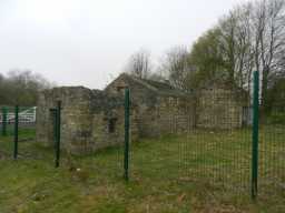 Oblique view of back of Black Boy Stables & Outbuildings, Shildon April 2016